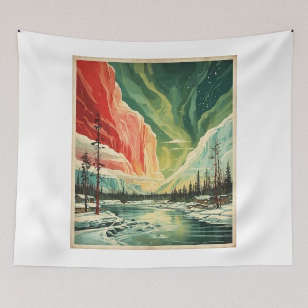 Item preview, Yellowknife Snow Starry Night Aurora Borealis Vintage Poster Tourism designed and sold by TravelersGems.