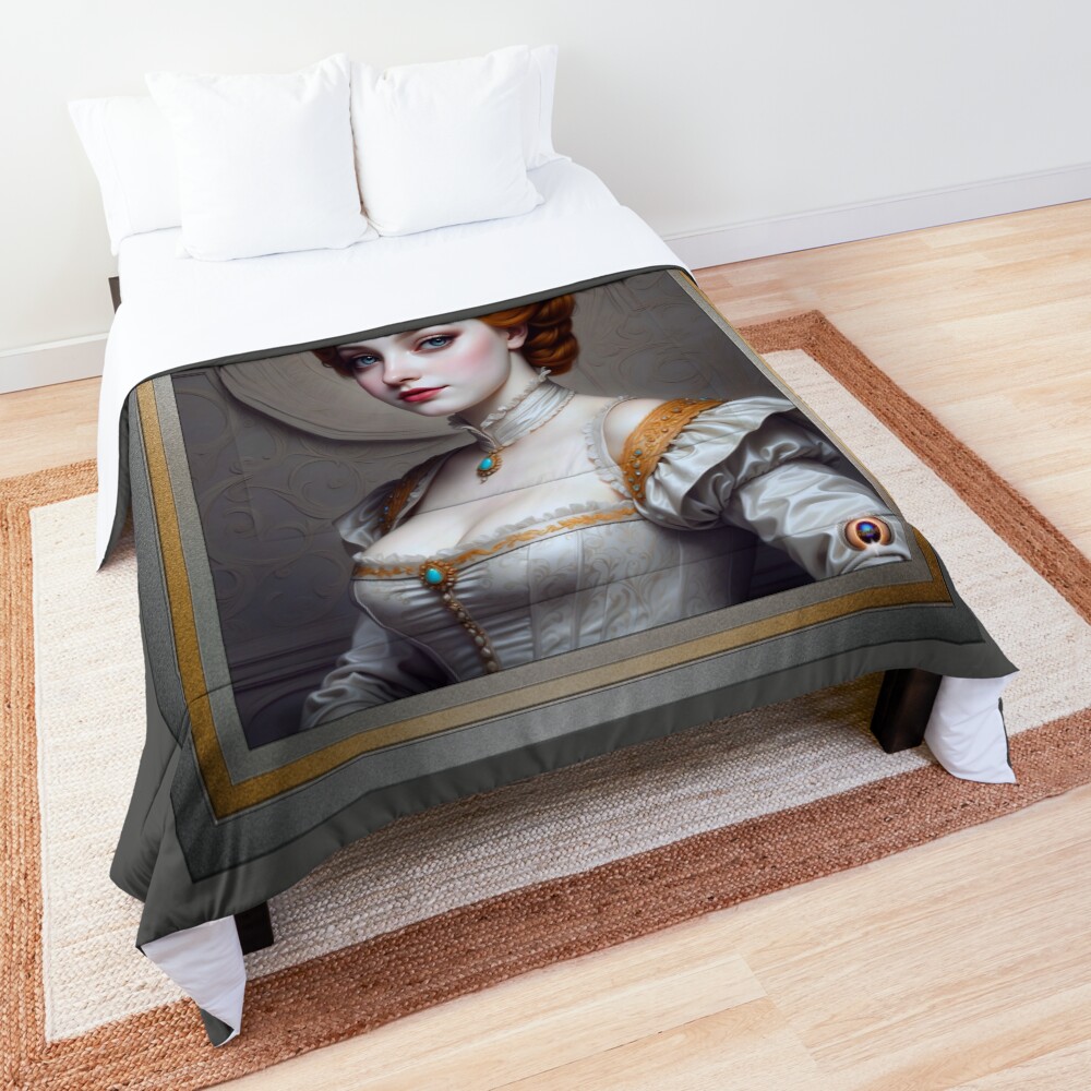Arte conceitual de Lady Plavious da House Of Reyphion AI por Xzendor7 - Uma beleza atraente de porcelana 3 Lady Plavious Of The House Of Reyphion Stunning AI Concept Art Portrait by Xzendor7 Decorative Comforter Art Print