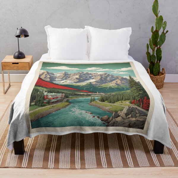 Aperçu de l'œuvre Banff Canada Montagnes Enneigées Affiche Vintage Tourisme créée et vendue par TravelersGems.