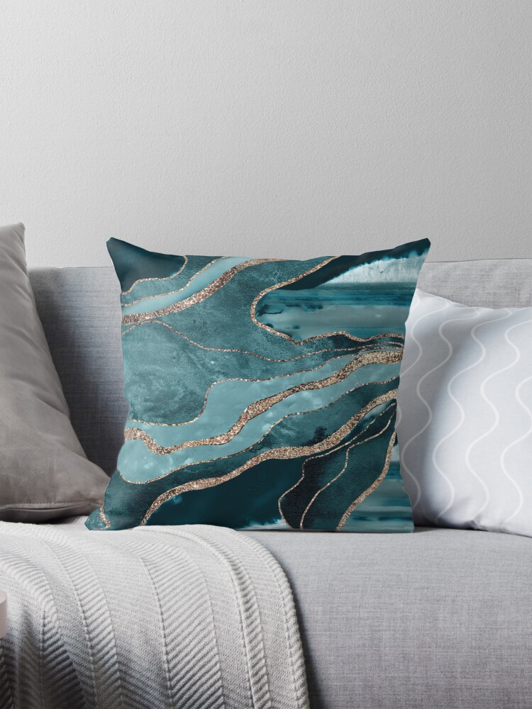 Teal Blue Marble Agate Gold Glam #1 (Photo of Glitter Only Not