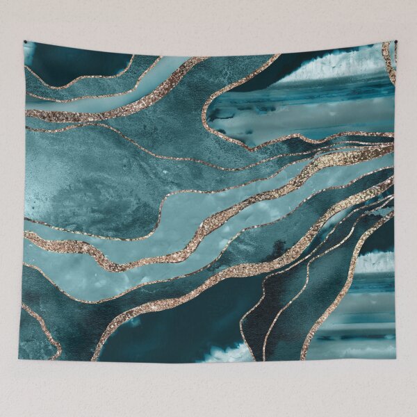 Item preview, Teal Blue Marble Agate Gold Glam #1 (Photo of Glitter Only - Not Reflective) designed and sold by Anita's & Bella's Art.