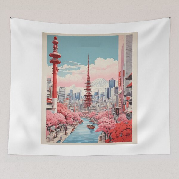Aperçu de l'œuvre Tokyo Japon Mont Fuji Cerisiers En Fleurs Affiche Vintage Tourisme 2 créée et vendue par TravelersGems.