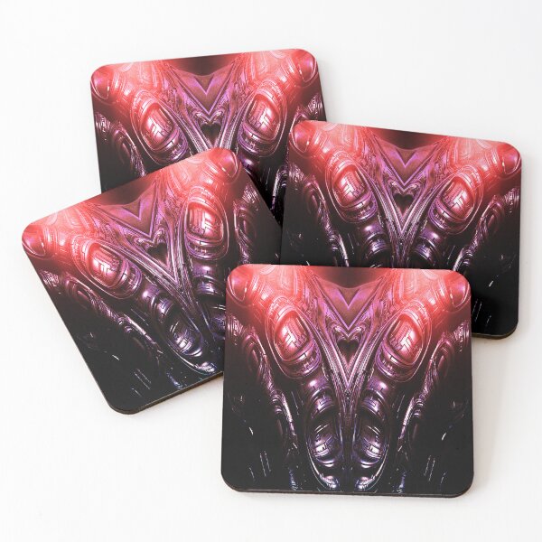 Item preview, Metal Heart - Biomechanic Fantasy 3D Illustration - red/purple version designed and sold by KairoDesign.
