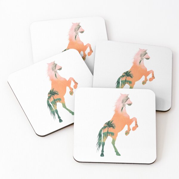 Item preview, Horse rearing in tropical palm tree tropical pink and green, for every horse lover! designed and sold by PICbyFemke.