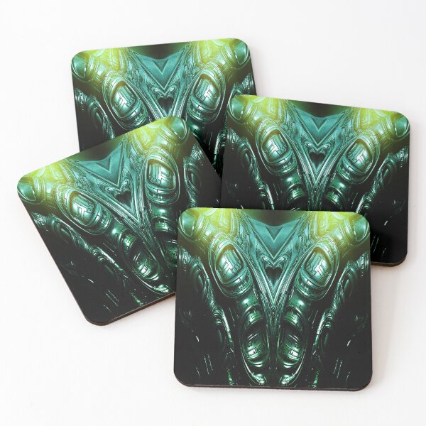 Item preview, Metal Heart - Biomechanic Fantasy 3D Illustration - green version designed and sold by KairoDesign.