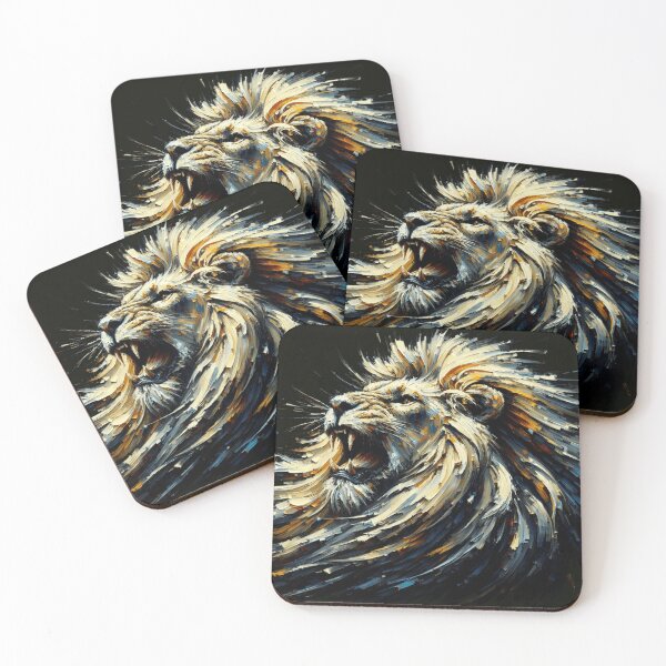 Item preview, Roaring lion in an expressive color explosion on a black background. designed and sold by NexusSales.