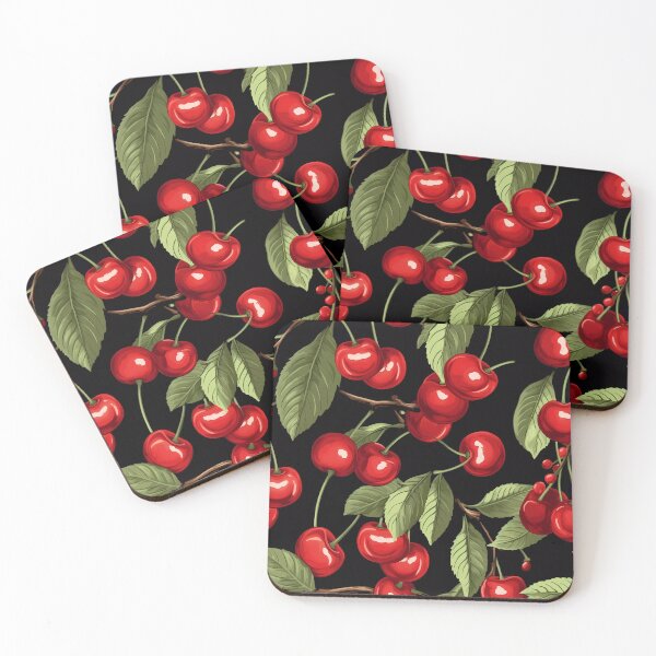 Item preview, Pattern. Red Cherries & Green Leaves designed and sold by GiveMeMood.
