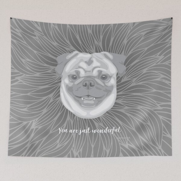 Item preview, Grey Smiling Pug "You are just wonderful" 031301 designed and sold by DuFauna.