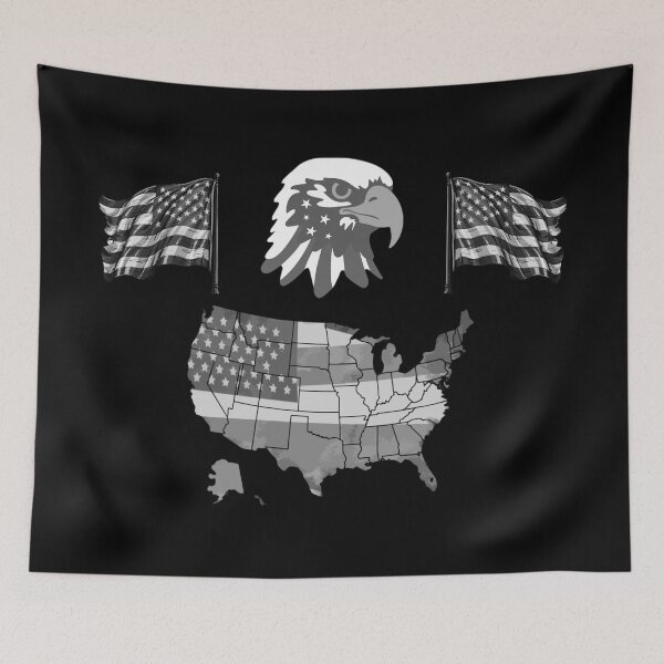 Item preview, USA Flag black designed and sold by I-TimeCrafted.