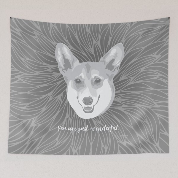 Item preview, Grey Smiling Corgi "You are just wonderful" 031301 designed and sold by DuFauna.