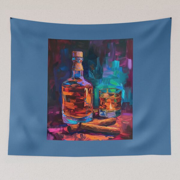 Item preview, Tango of Tones- A Whiskey-Cigar Impasto Celebration with Bold Strokes Generative AI designed and sold by OlfactoART Studio.