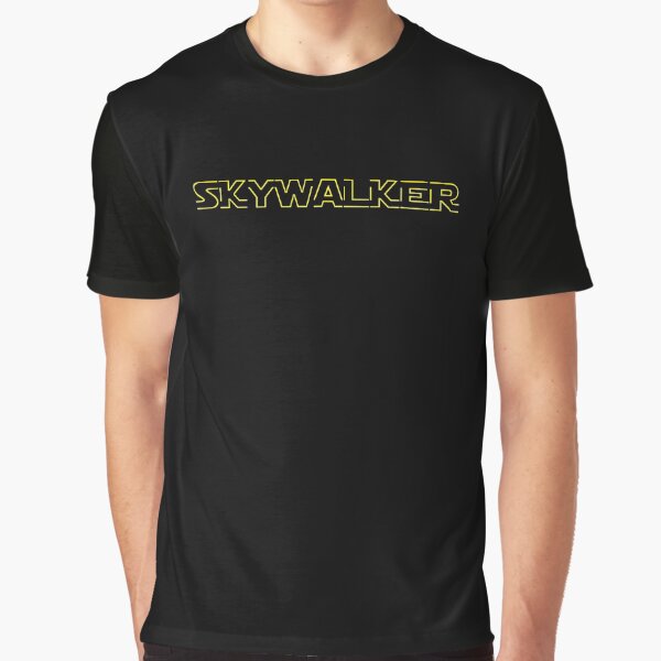 Vista previa del artículo con la obra «Texto amarillo de Skywalker», diseñado y vendido por WhiteShirtGuy.
