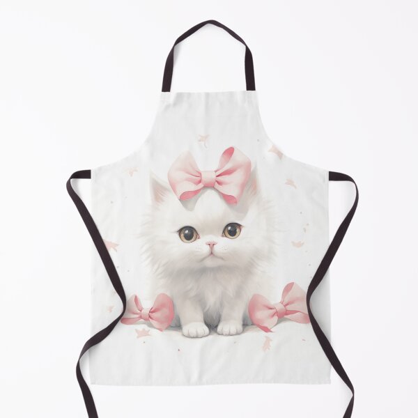Item preview, Cute white watercolor kitten with pink bows designed and sold by irashpi.