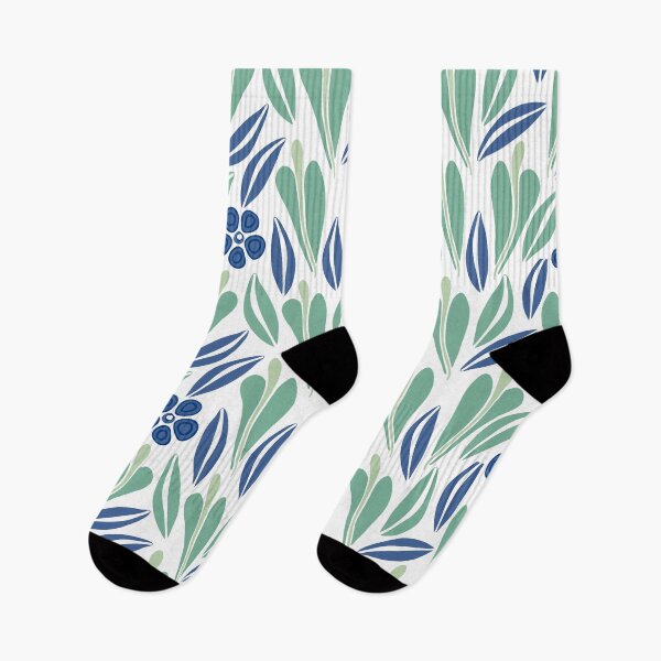 Item preview, Blue leaves pattern designed and sold by ChallaDesign.