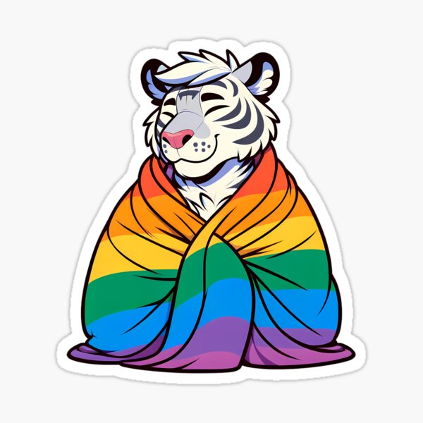 Comfy Womfy Furry Pride Tiger LGBTQ Rainbow Sticker