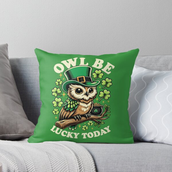 Artikelvorschau, Eule hat heute Glück, St. Patrick's Day Kobold Eule lustig entworfen und verkauft von lanynx design.