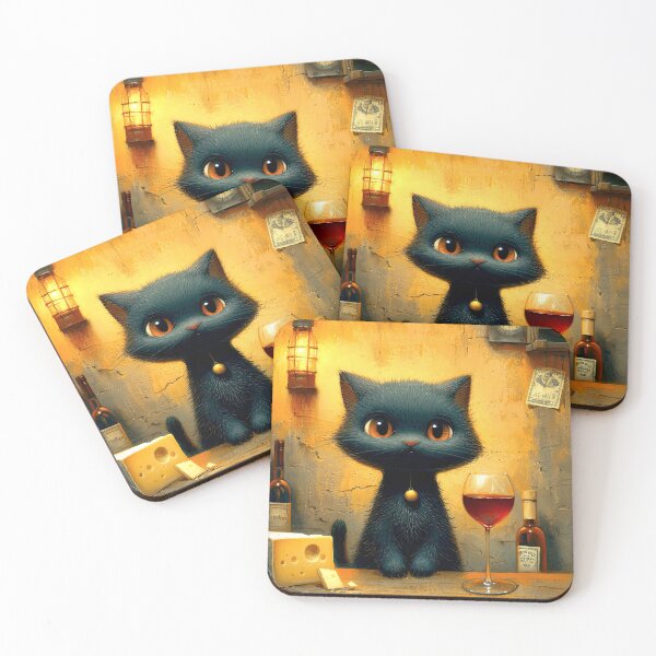 Item preview, Black Cat with Wine and Cheese designed and sold by Kybruno's Creations.