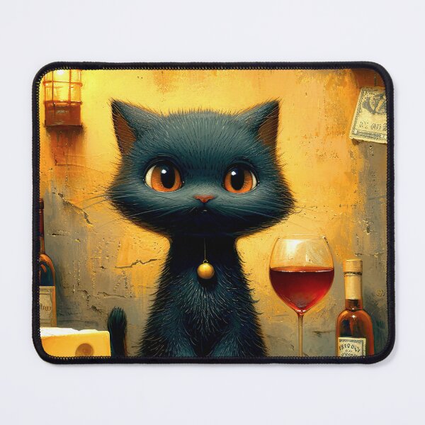 Item preview, Black Cat with Wine and Cheese designed and sold by Kybruno's Creations.