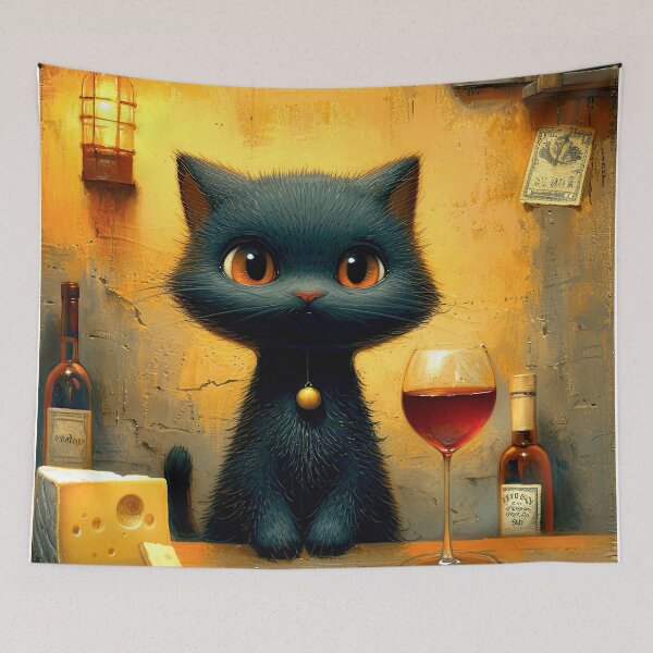 Item preview, Black Cat with Wine and Cheese designed and sold by Kybruno's Creations.