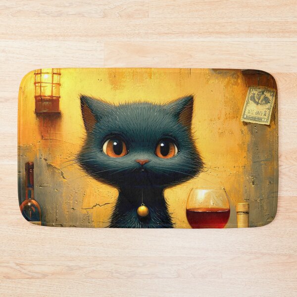 Item preview, Black Cat with Wine and Cheese designed and sold by Kybruno's Creations.