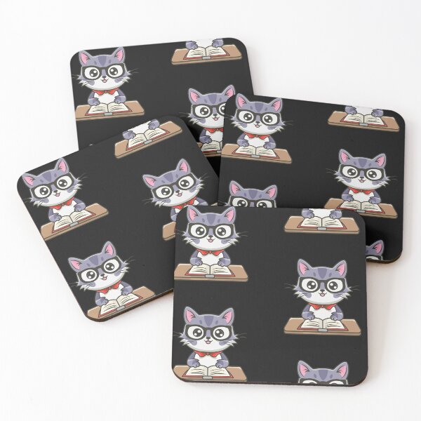 Item preview, Cute Kawaii Cat with Glasses Studying designed and sold by SolliesArt.