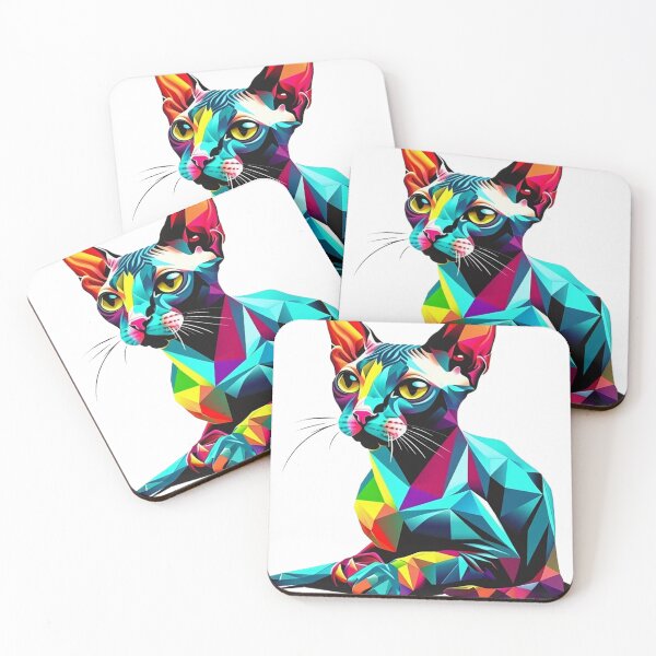 Item preview, Colourful Well Groomed Sphynx Cat Geometric Shaped  designed and sold by defencepalaces.