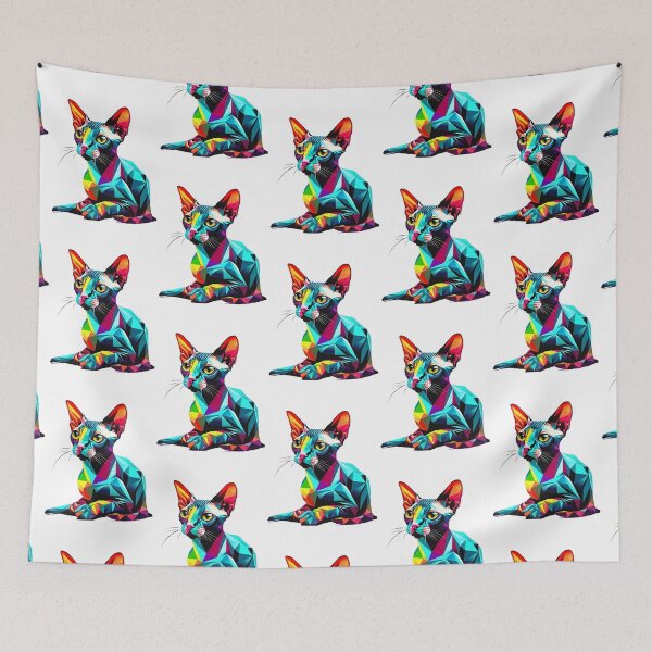 Item preview, Colourful Well Groomed Sphynx Cat Geometric Shaped  designed and sold by defencepalaces.