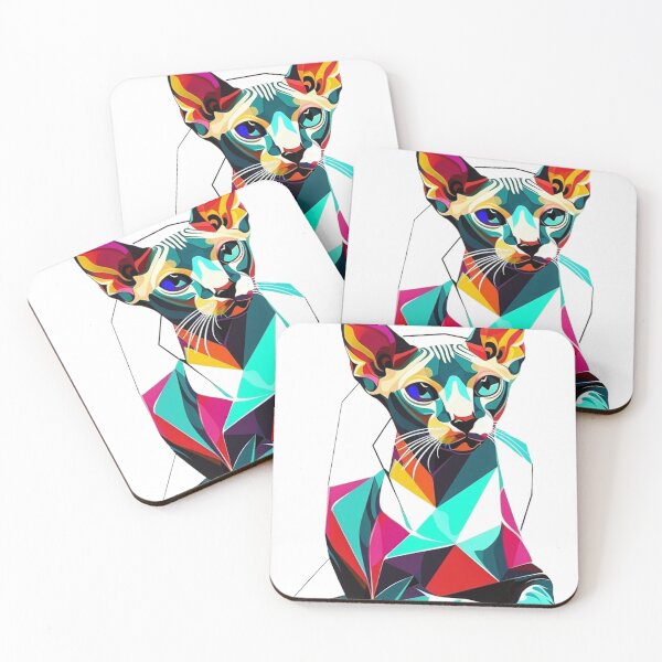Item preview, Colourful Well Groomed Sphynx Cat Geometric Shaped  designed and sold by defencepalaces.