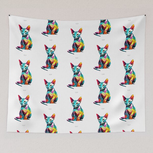 Item preview, ful Well Groomed Sphynx Cat Geometric Shaped  designed and sold by defencepalaces.