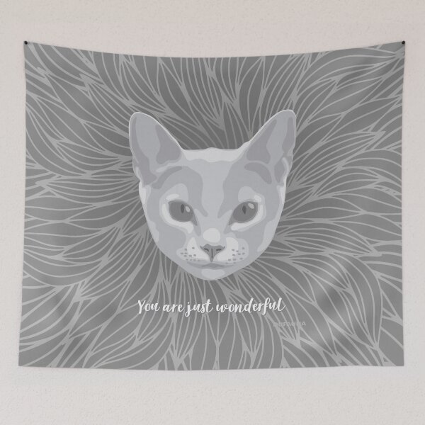 Item preview, Grey Arkhangelsk Cat "You are just wonderful" 031301 designed and sold by DuFauna.