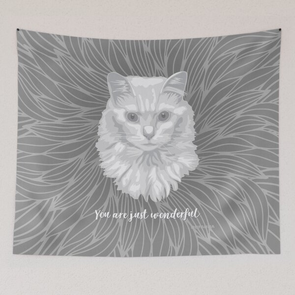 Item preview, Grey Turkish Angora Cat "You are just wonderful" 031301 designed and sold by DuFauna.