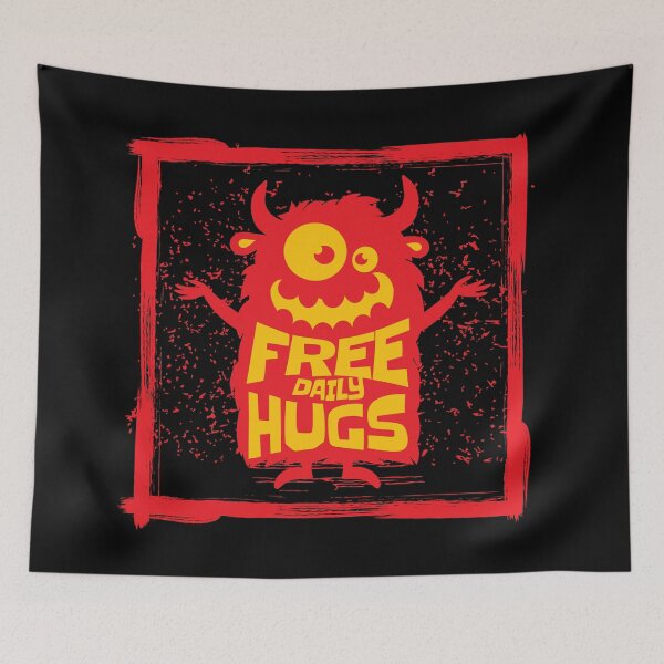 Item preview, Funny Cute Red Monster Free Hugs Humor designed and sold by WIZECROW.