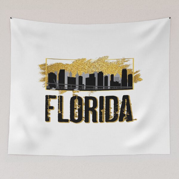 Item preview, Florida Miami USA America Skyline City Gold designed and sold by BullDesignsShop.