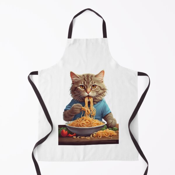 Aperçu de l'œuvre chat mangeant des nouilles spaghetti drôle créée et vendue par Egyptian king ⭐⭐⭐⭐⭐.