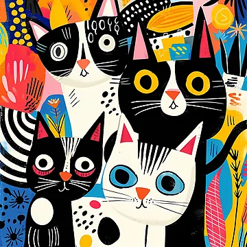 Artwork thumbnail, Colorful Cat Pattern by NatureStyle555