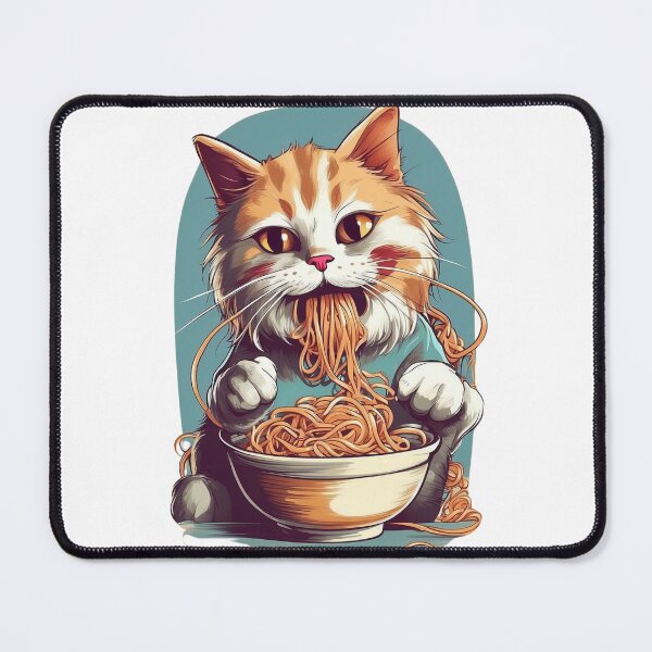 Item preview, cat eating spaghetti noodles funny designed and sold by Egyptian king ⭐⭐⭐⭐⭐.
