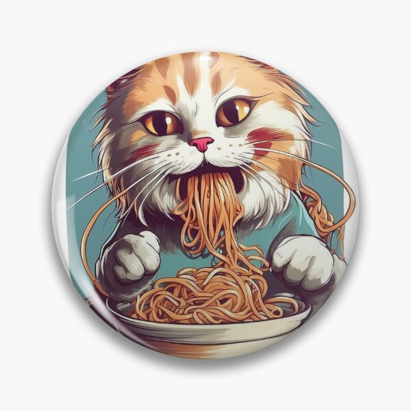 Aperçu de l'œuvre chat mangeant des nouilles spaghetti drôle créée et vendue par Egyptian king ⭐⭐⭐⭐⭐.