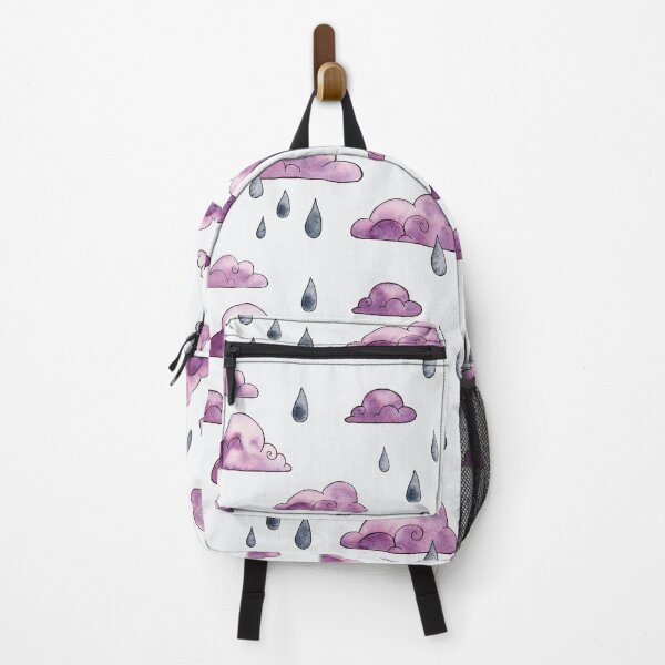Item preview, Purple clouds and raindrops on light grey - pattern designed and sold by Ellen Wilberg.