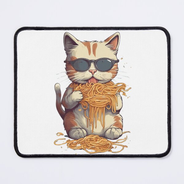 Item preview, cat eating spaghetti noodles funny designed and sold by Egyptian king ⭐⭐⭐⭐⭐.