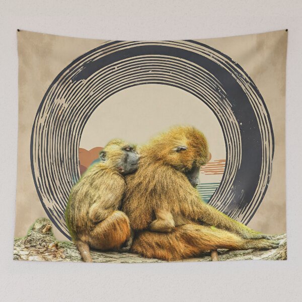 Item preview, Cute Baby Monkey and Mother Monkey Sitting Together designed and sold by Cuteanimalgifts.