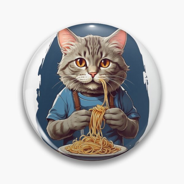Aperçu de l'œuvre chat mangeant des nouilles spaghetti drôle créée et vendue par Egyptian king ⭐⭐⭐⭐⭐.