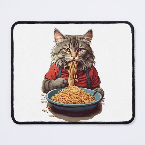 Item preview, cat eating spaghetti noodles funny designed and sold by Egyptian king ⭐⭐⭐⭐⭐.