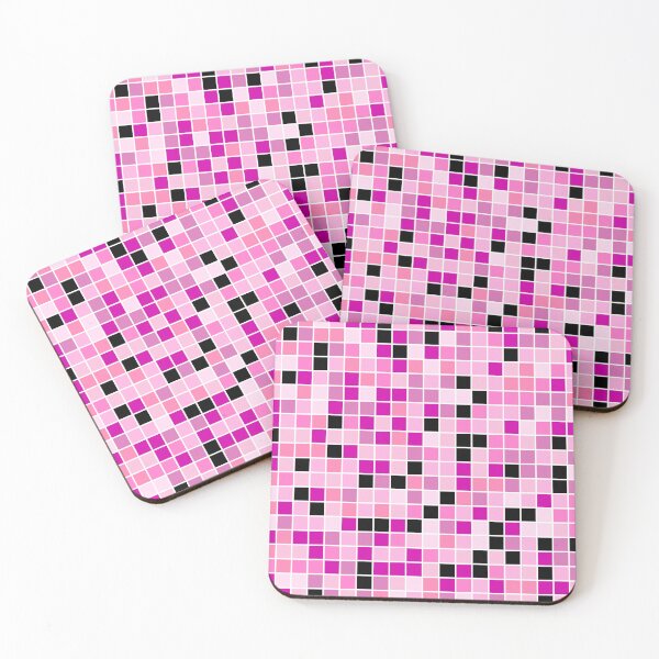 Item preview, Trendy Pink Black Random Squares Pattern designed and sold by Jeallan Designs.