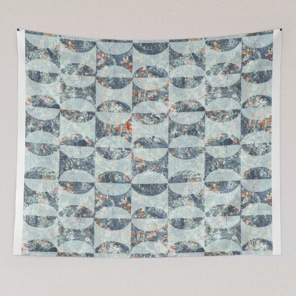 Item preview, Geometric distressed background	blue designed and sold by Alessandro Remo Mazzoni Remotextiles.