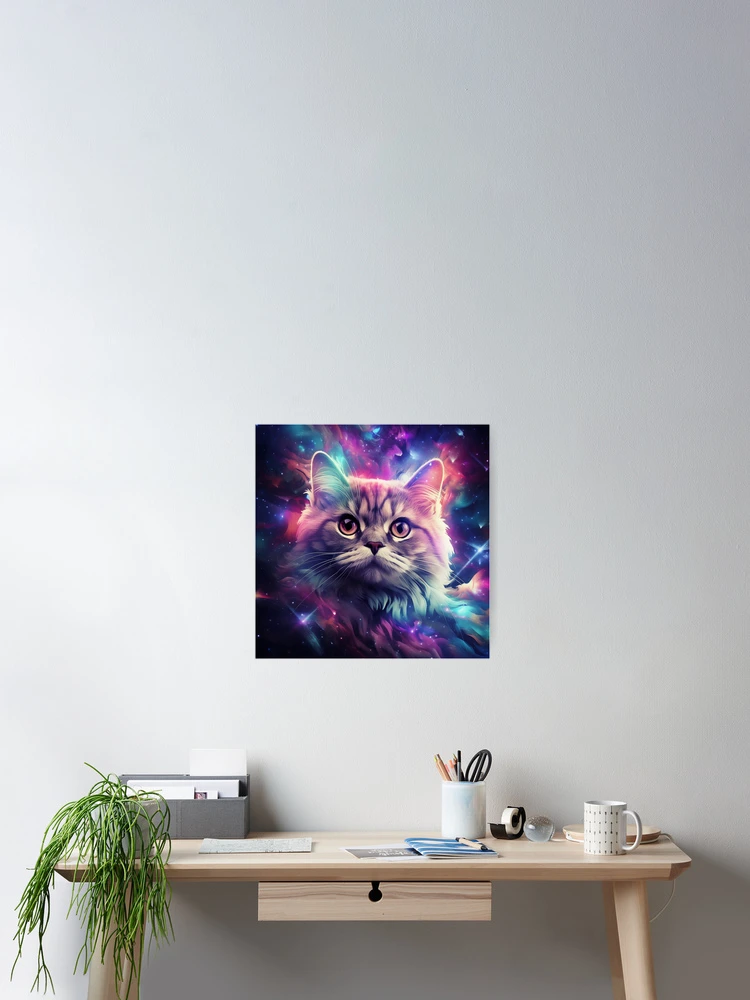 Thumbnail 2 of 3, Poster, Galacticat pretty eyes pattern designed and sold by SmileshareShop.
