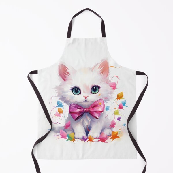 Item preview, Cute white watercolor cat with colorful bow on white background designed and sold by irashpi.