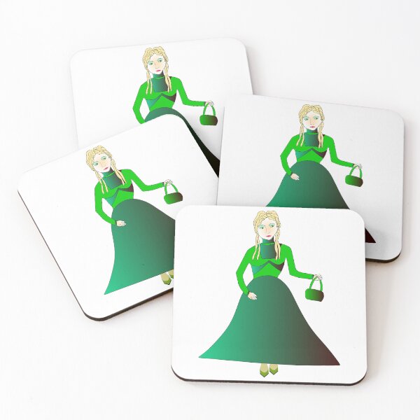 Aperçu de l'œuvre Modèle élégant haute couture en robe verte créée et vendue par HansiniDesigns.
