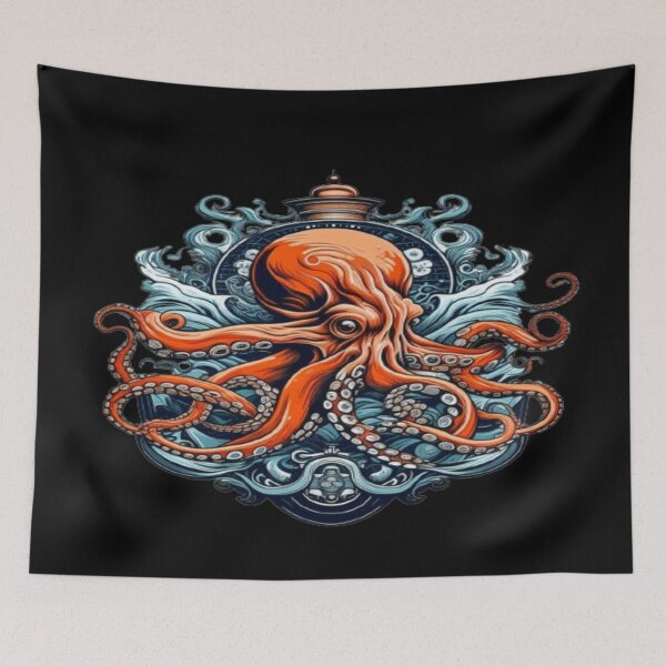 Item preview, graphic orange octopus Underwater squid animal designed and sold by dimaxstore.