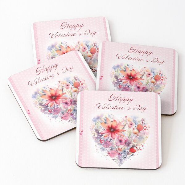 Item preview, Happy Valentine's day card with watercolor red  Heart and flowers St Valentine's Day postcard designed and sold by Createya.