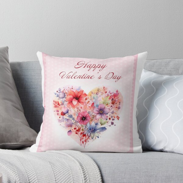 Item preview, Happy Valentine's day card with watercolor red  Heart and flowers St Valentine's Day postcard designed and sold by Createya.